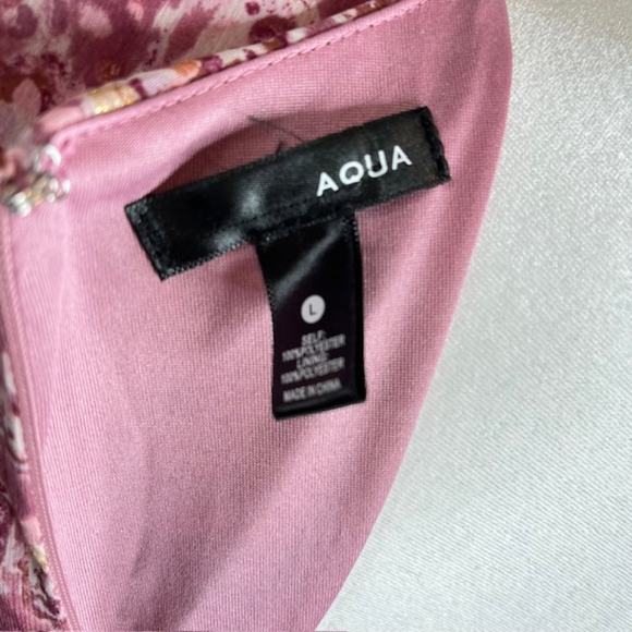 Aqua Pink Metallic Chiffon Paisley Ruffle Mini Dress Size Large - Picture 10 of 16